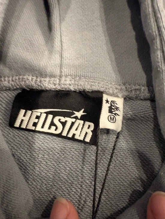 HELLSTAR Men's Gray Hoodie with Neon Yellow Logo - Picture 3 of 5